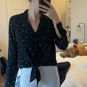 Rails tie front blouse